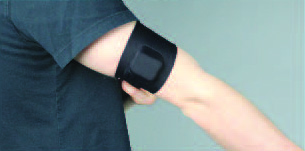 A model shows base layer of an armband
