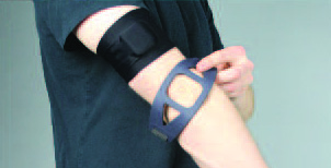 A model shows top layer of an armband