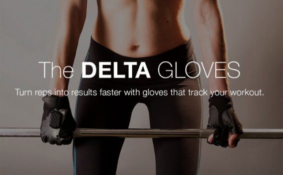 a figure lifts weight wearing smart technology fitness gloves: Turn reps into results faster with gloves that track your workout.