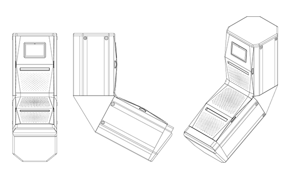 CAD drawings of geometric storage compartment design