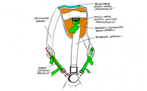 drawings of exosuit back and strap harness