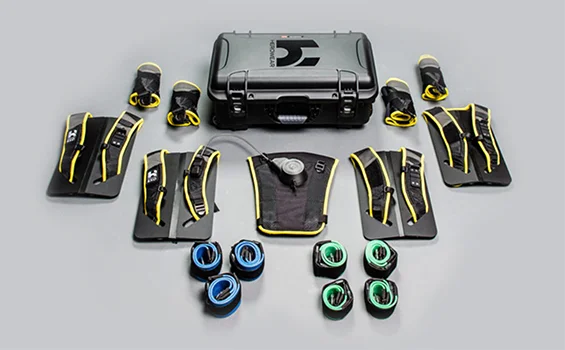 apex exosuit travel case with parts laid out