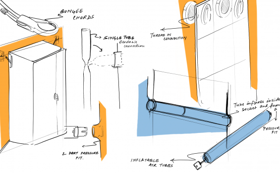 Portable Aerospace Sleeping Compartment feature detail sketches