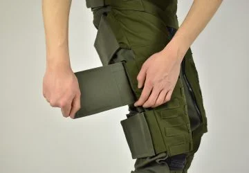 Model demonstrating the Anti-G Trouser velcro closure