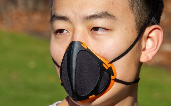PPE Face Mask prototype on a human model