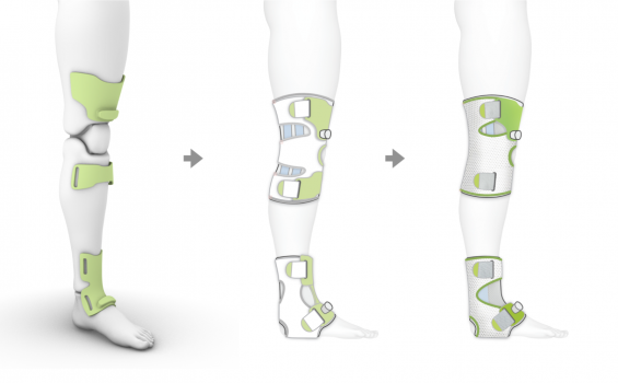 Mixo-suit design illustrations shown on a leg