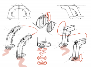 video game controller industrial design sketches