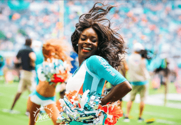 Miami Dolphins cheerleader in updated cheer uniform