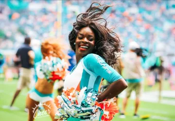 Miami Dolphins cheerleader in updated cheer uniform
